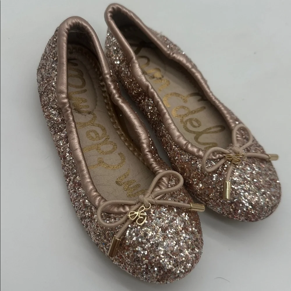 Sam Edelman Girls Felicia Pale Pink Gold Size 12 Ballet Flats Sparkle